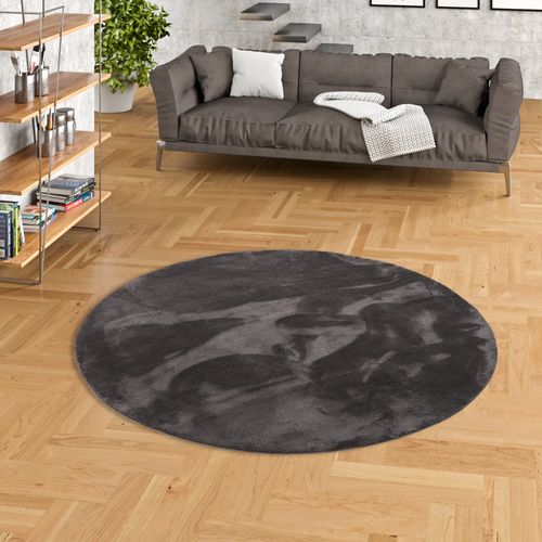 Tapis En Fourrure Pearl Rond 120cm Anthracite