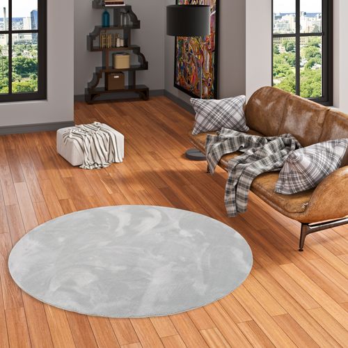 Tapis En Fourrure Pearl Rond 160cm Gris