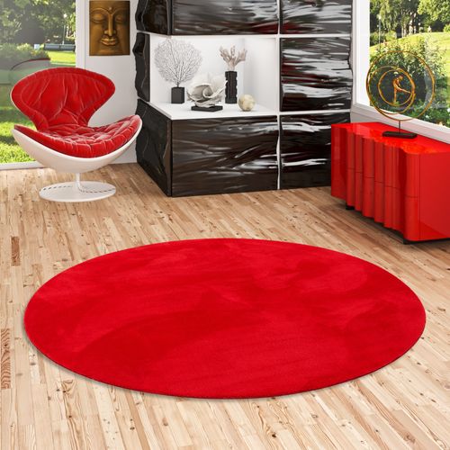 Tapis En Fourrure Pearl Rond 160cm Rouge