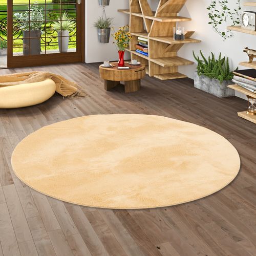 Tapis En Fourrure Pearl Rond 200cm Jaune