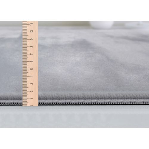 Tapis Cosy Moderne Fourrure Douillet Lavable, Gris, 200 Cm Ronde