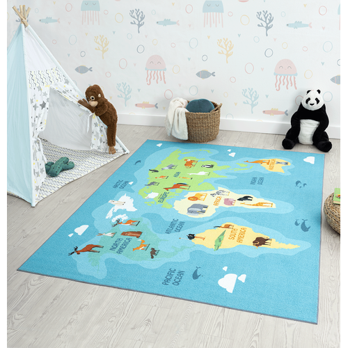Tapis Happy Life D'apprentissage, Bleu, 120x160 Cm