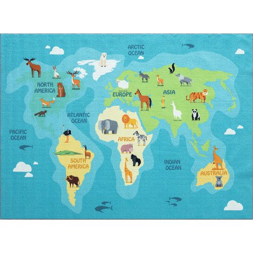 Tapis Happy Life D'apprentissage, Bleu, 140x200 Cm