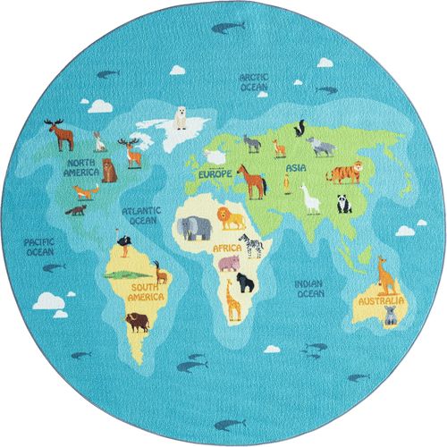 Tapis Happy Life D'apprentissage, Bleu, 160 Cm Ronde