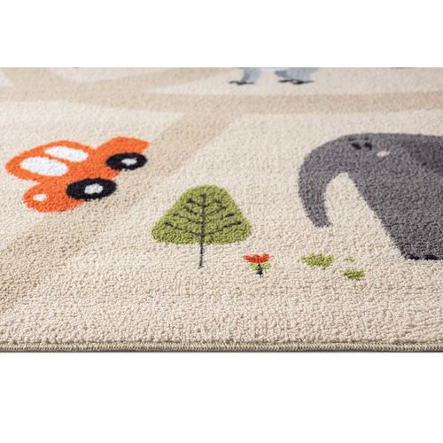 Happy Life Tapis Jeu Safari, Beige, 140x200 Cm