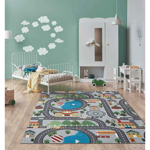 Happy Life Tapis De Jeu, Gris, 80x150 Cm