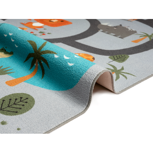 Happy Life Tapis Jeu Safari, Gris, 160x220 Cm