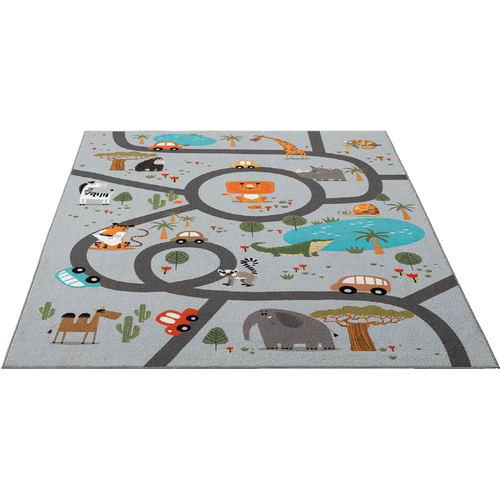 Happy Life Tapis Jeu Safari, Gris, 160x220 Cm