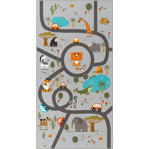 Happy Life Tapis Jeu Safari, Gris, 200x290 Cm