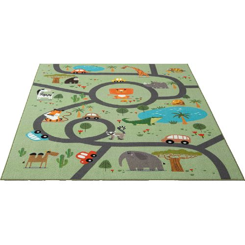 Happy Life Tapis Jeu Safari, Vert, 120x160 Cm