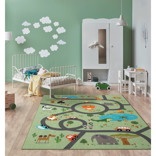 Happy Life Tapis Jeu Safari, Vert, 160 Cm Ronde
