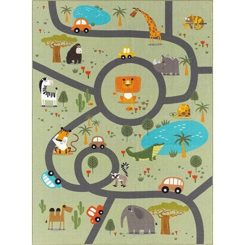 Happy Life Tapis Jeu Safari, Vert, 240x340 Cm