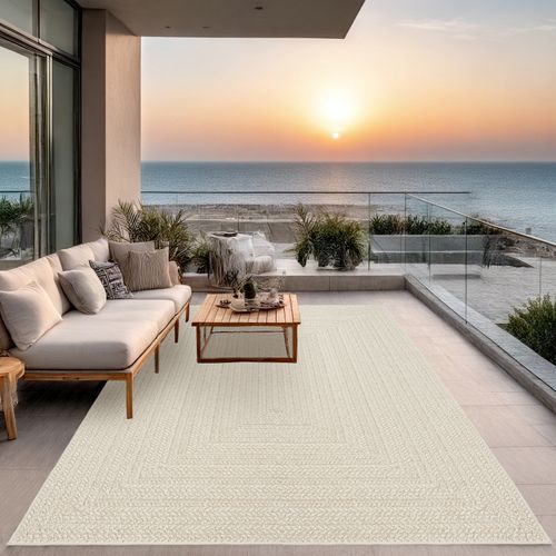 Tapis Kansas Extérieur Jute Terrasse - Crème - 140x200 Cm