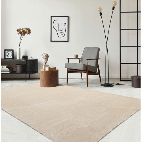 Tapis Moelleux Poils Courts, Antidérapant, Lavable, Soft, Beige, 80 X 300 Cm