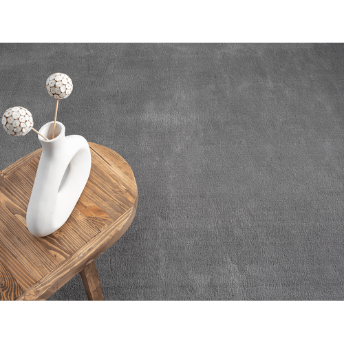 Tapis Moelleux Poils Courts, Antidérapant, Lavable, Soft, Anthracite, 120 Cm