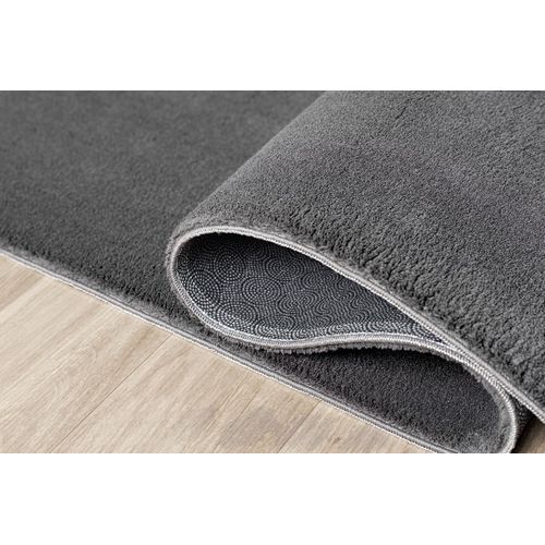 Tapis Moelleux Poils Courts, Antidérapant, Lavable, Soft, Anthracite, 160 X 220 Cm