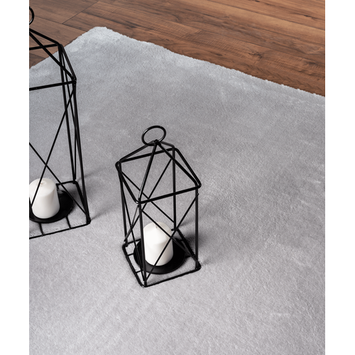 Tapis Moelleux Poils Courts, Antidérapant, Lavable, Soft, Gris, 160 X 160 Cm