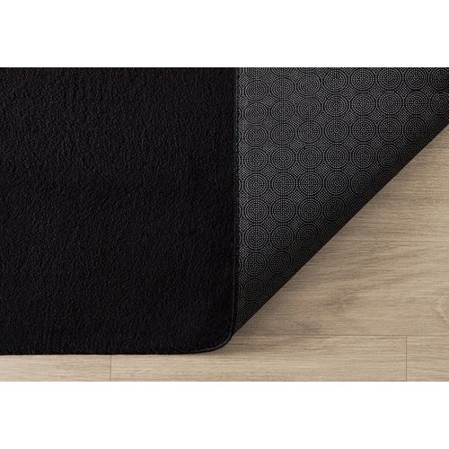 Tapis Moelleux Poils Courts, Antidérapant, Lavable, Soft, Noir, 200 X 200 Cm