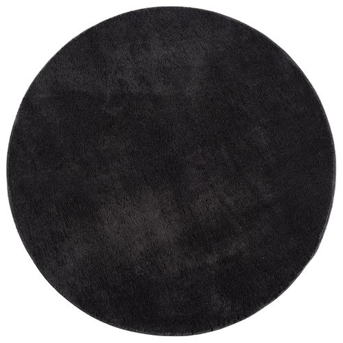 Tapis Moelleux Poils Courts, Antidérapant, Lavable, Soft, Noir, 120 X 120 Cm