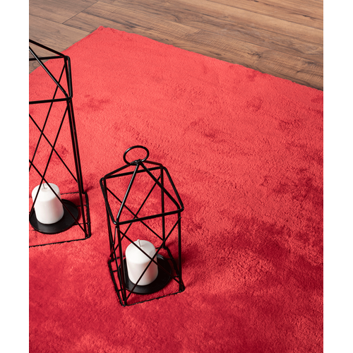 Tapis Moelleux Poils Courts, Antidérapant, Lavable, Soft, Rouge, 60 X 110 Cm