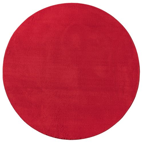 Tapis Moelleux Poils Courts, Antidérapant, Lavable, Soft, Rouge, 120 X 120 Cm
