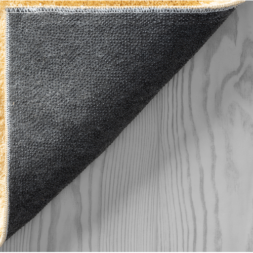 Tapis Moelleux Poils Courts, Antidérapant, Lavable, Soft, Or, 120 X 120 Cm