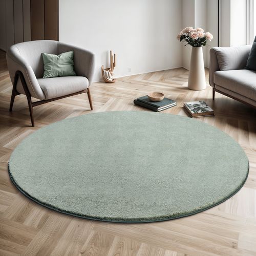 Tapis Moelleux Poils Courts, Antidérapant, Lavable, Soft, Vert, 200 X 200 Cm