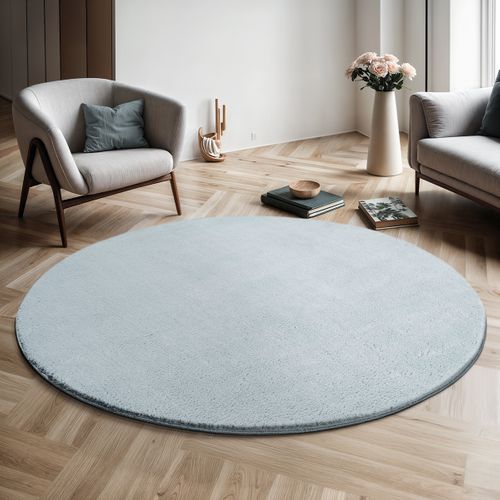 Tapis Moelleux Poils Courts, Antidérapant, Lavable, Soft, Bleu, 200 X 200 Cm