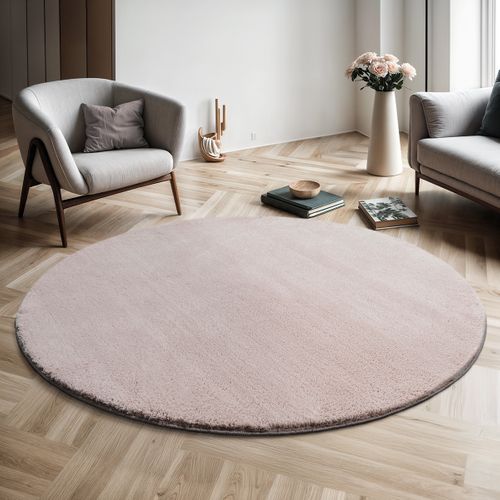 Tapis Moelleux Poils Courts, Antidérapant, Lavable, Soft, Blush, 120 X 120 Cm