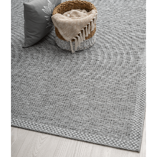 Tapis Calgary Tissé Plat Extérieur Design Uni, Gris, 140x200 Cm