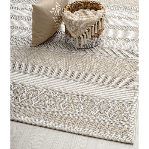 Tapis Calgary Tissé Plat Extérieur Moderne, Beige, 240x340 Cm