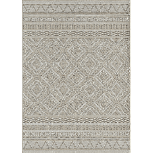 Tapis Calgary Tissé Plat Extérieur Design Moderne, Beige, 140x200 Cm