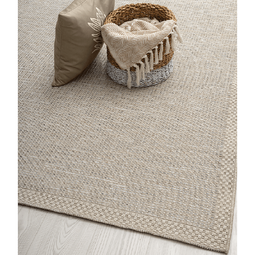 Tapis Calgary Tissé Plat Extérieur Design Moderne, Beige Gris, 120x160 Cm