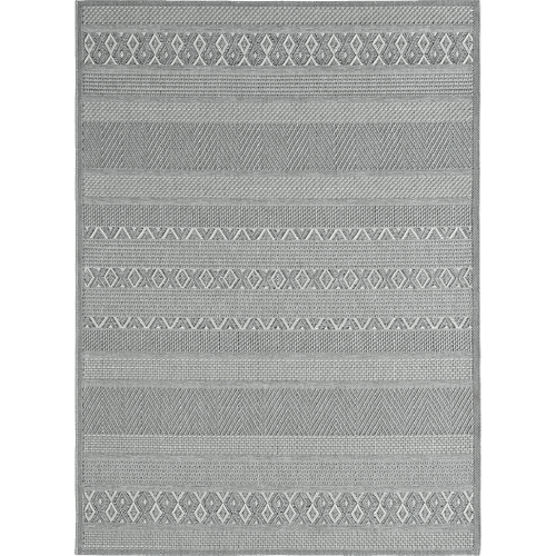 Tapis Calgary Tissé Plat Extérieur Moderne, Gris, 140x200 Cm