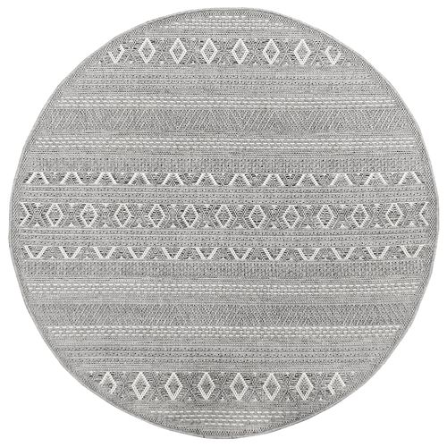 Tapis Calgary Tissé Plat Extérieur Moderne, Gris, 160 Cm Ronde