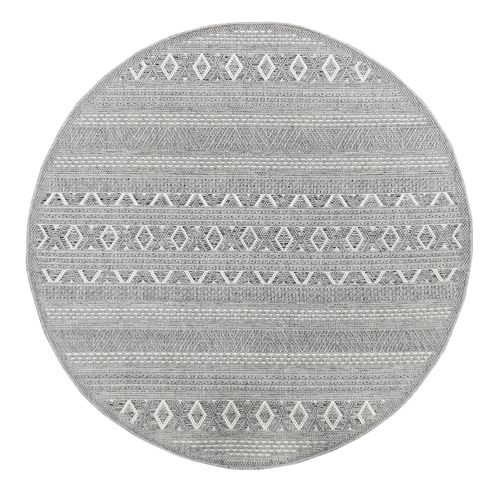 Tapis Calgary Tissé Plat Extérieur Moderne, Gris, 160 Cm Ronde