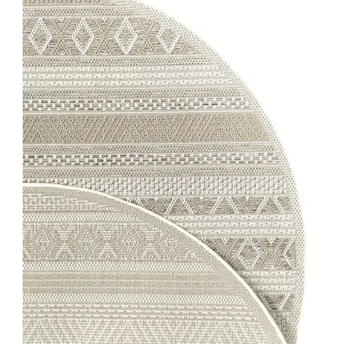 Tapis Calgary Tissé Plat Extérieur Moderne, Beige, 160 Cm Ronde