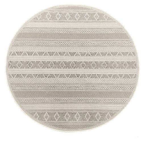 Tapis Calgary Tissé Plat Extérieur Moderne, Beige, 160 Cm Ronde