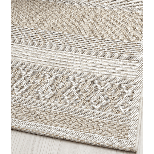 Tapis Calgary Tissé Plat Extérieur Moderne, Beige, 160 Cm Ronde