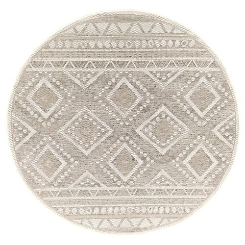 Tapis Calgary Tissé Plat Extérieur Design Moderne, Beige, 160 Cm Ronde