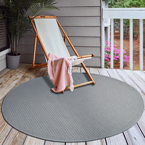 Tapis Toulouse Extérieur Uni, Gris, 120 Cm Ronde