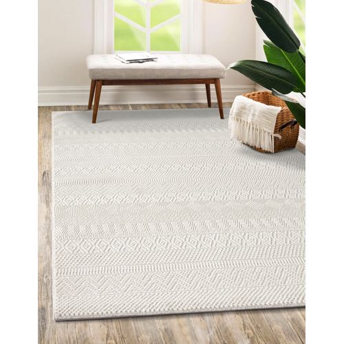 Tapis Lima Design Moderne Style Uni Durable, Crème, 200x290 Cm