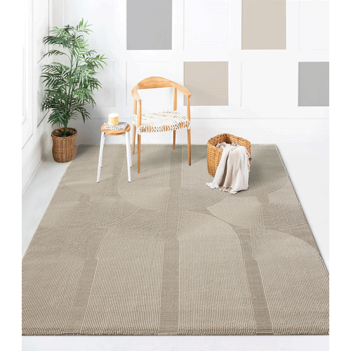 Tapis Lima Design Salon Moderne Art Curve, Beige, 160x230 Cm