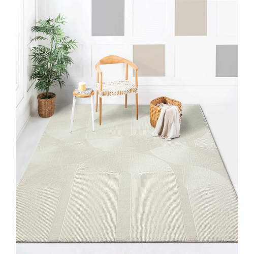 Tapis Lima Design Salon Moderne Art Curve, Crème, 200x290 Cm
