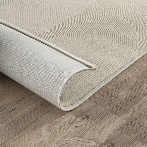 Tapis Lima Design Salon Moderne Art Curve, Beige Clair, 160x230 Cm