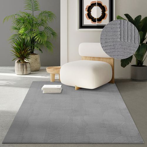 Tapis Rio Salon Antidérapant Arc, Gris, 80x150 Cm