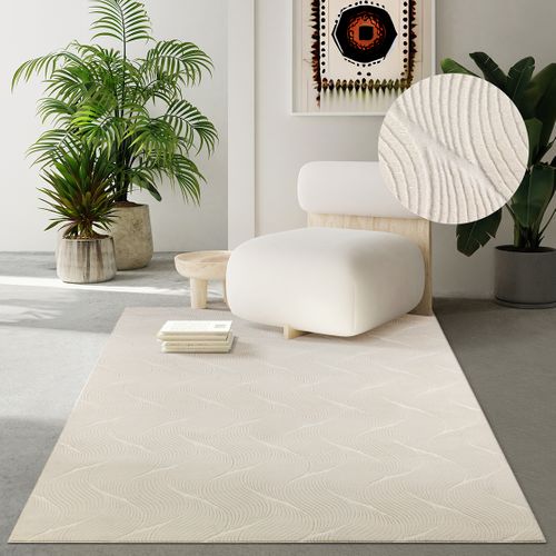 Tapis Rio Salon Antidérapant 3d, Crème, 200x280 Cm