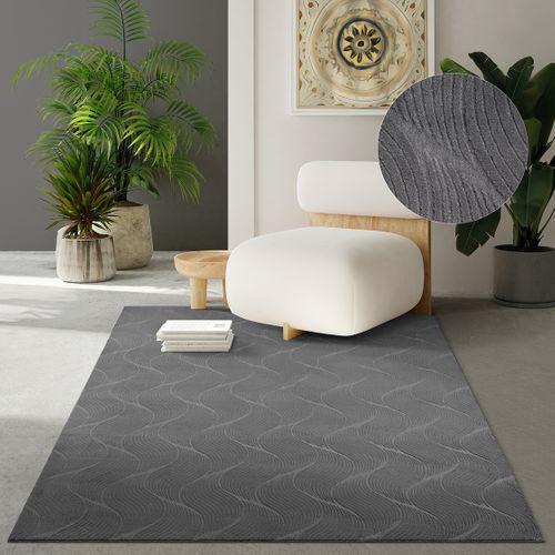 Tapis Rio Salon Antidérapant 3d, Anthracite, 200x280 Cm