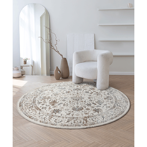 Tapis Mila Brillant, Classique Ancien, Crème, 200 Cm Ronde