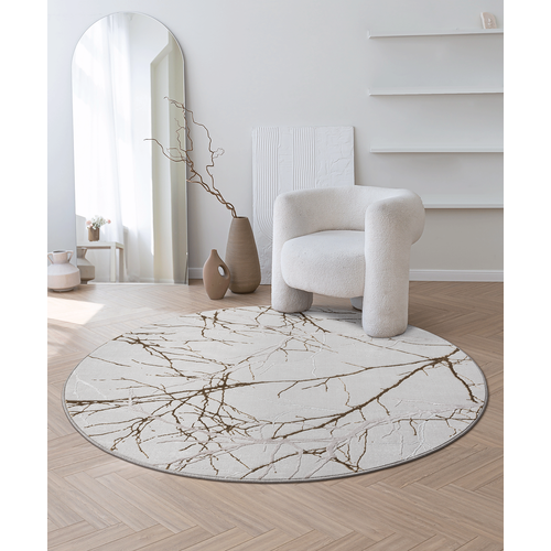 Tapis Mila Brillant, Nature, Gris, 200 Cm Ronde